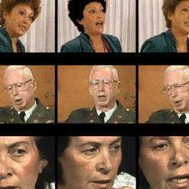 Video stills of a man and two women