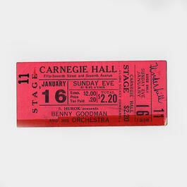Ticket stub for a Benny Goodman Concert at Carnegie Hall, January 1938